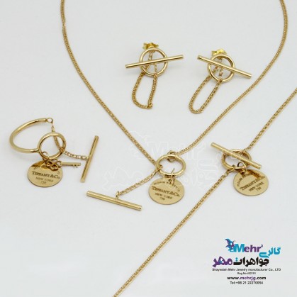 سرویس طلا - گردنبند و گوشواره و دستبند و انگشتر- طرح تیفانی-SS0418
